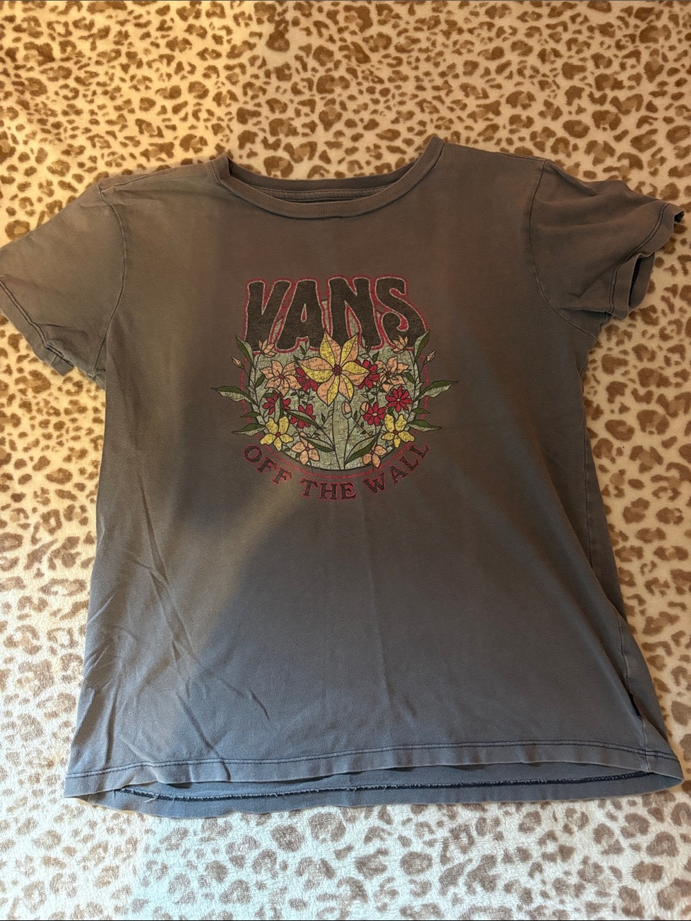 Vans Gray Floral Logo Short Sleeve Tee